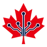 Canadian maple leaf with connected technology circuits